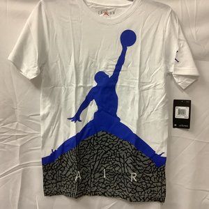 Jordan Air Boys White Short Sleeve Crew Neck Casual Jumpman T Shirt Size Large